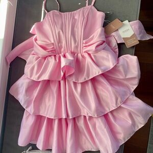 NWT Stacees Tiered Sleeveless Short/Mini Dress pink size 0